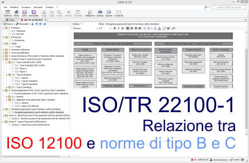 ISO/TR 22100-1: Relazione tra ISO 12100 e le norme di tipo B e C
