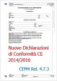 CEM4 Rel. 4.7.3: Le nuove dichiarazioni CE di Conformità 2014/2016