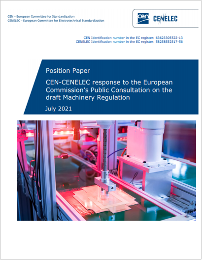 Position Paper CEN-CENELEC draft Machinery Regulation July 2021