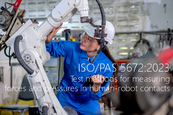 ISO/PAS 5672:2023 / Test methods for measuring forces and pressures in human-robot contacts